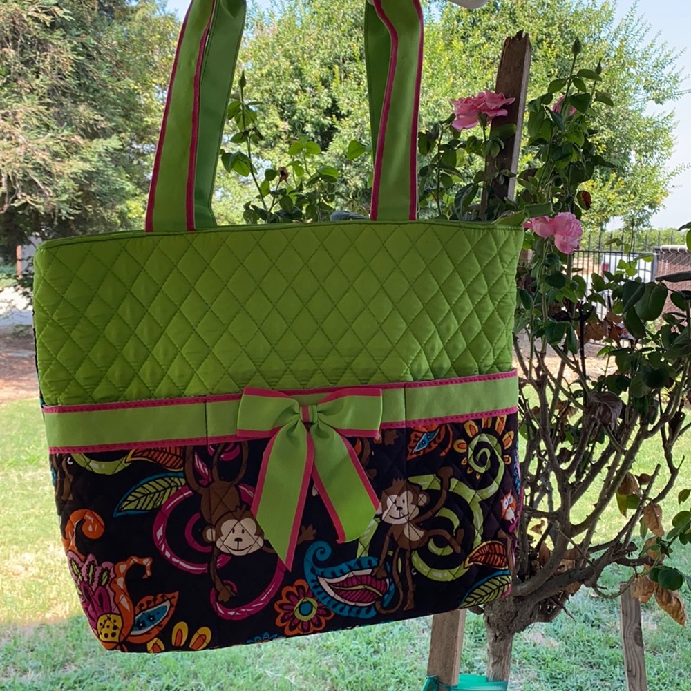 NWT bright colored fun monkey diaper bag